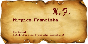 Mirgics Franciska névjegykártya